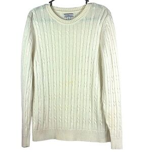 Croft & Barrow cable knit popover sweater cream color 100% cotton Sz XL